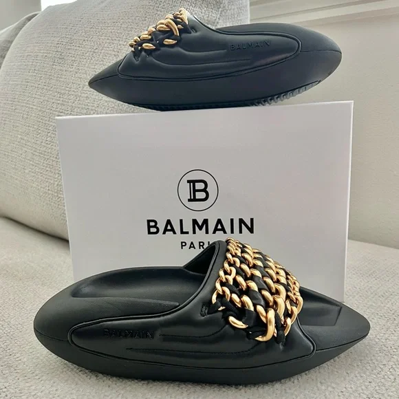 Balmain b it quilted sandal Balmain B It Quilted Leather Slide Sandals | Neiman Marcus main image 2